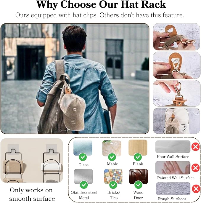 10Pack Over The Door Hat Organizer - Image 6
