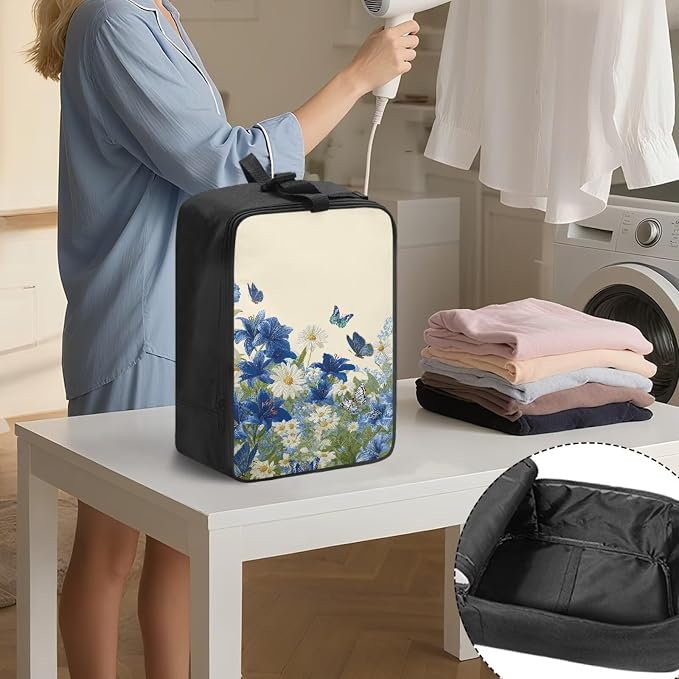 Steamer Carrying Case Daisy Lily Butterfly Lightweight Zippered Organizer - Image 3