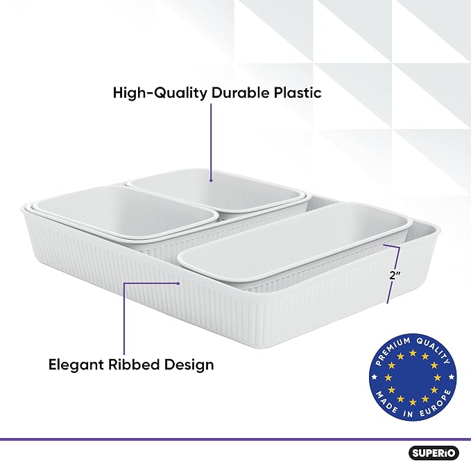 Superio Drawer Organizer Trays, Plastic Decorative Organizing Baskets - Image 4