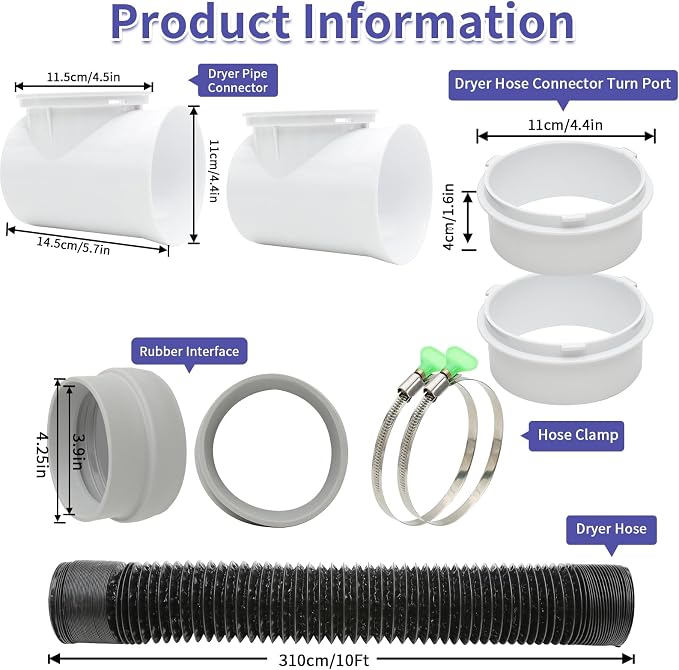4inch 10FT Dryer Vent Hose for Tight Space, 90 Degree Dryer Vent Elbow - Image 6