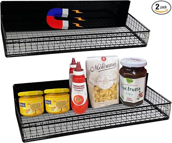 Bruda 2 Pack Large Magnetic Shelves Spice Rack Organizer by Bruda