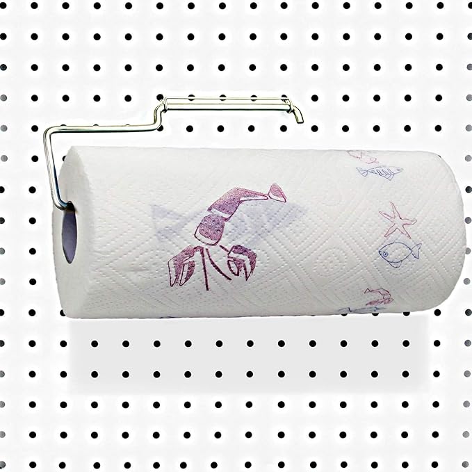 1 Pack Sturdy Steel Pegboard Paper Towel Holder | Hook to Anywhere Standard by Unknown