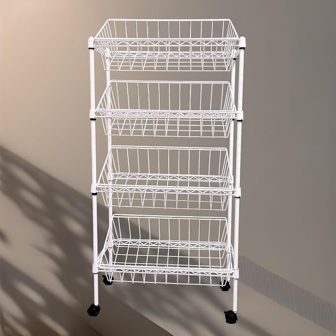 NSF white 4-layer storage rack, kitchen basket rack, vegetable tableware sorting - Image 3