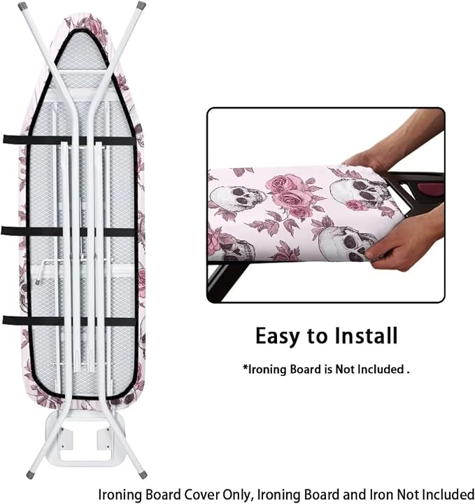 Ironing Board Covers Skull Pink Rose Stretchy Iron Board Cover and Pad - Image 4