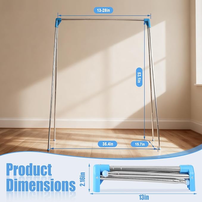 Twist-to-Lock Portable Clothes Drying Rack, Foldable Garment Rack - Image 4