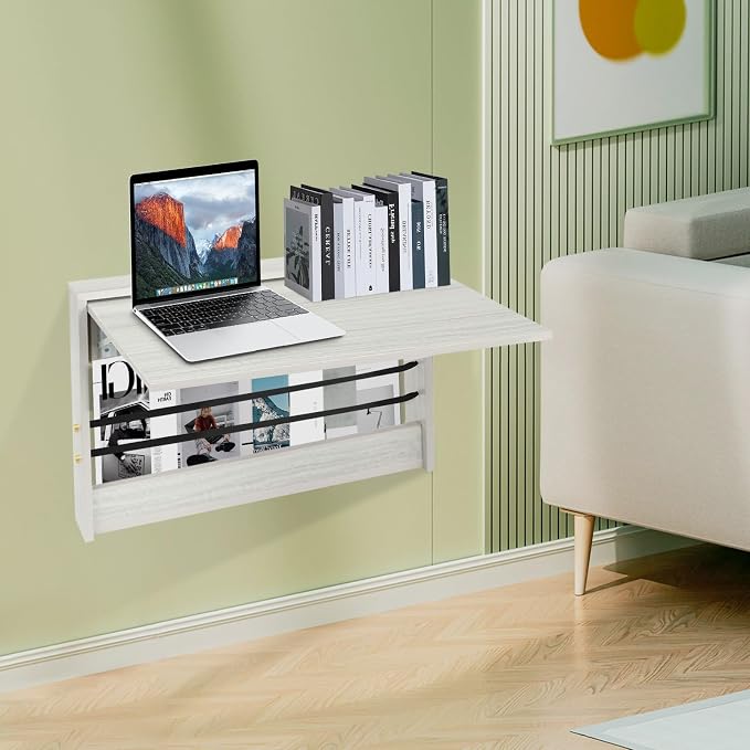 Folding Wall Mounted Table Desk, Small Space Drop Leaf Wall Desk, Floating Table - Image 5