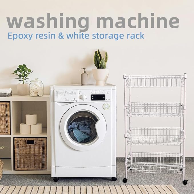 NSF white 4-layer storage rack, refrigerator crevice rack, washing machine - Image 9