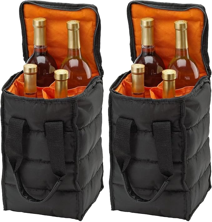 Handy Laundry Wine Carrier Tote Bag – 4-Bottle Pockets Capacity by Handy+Laundry