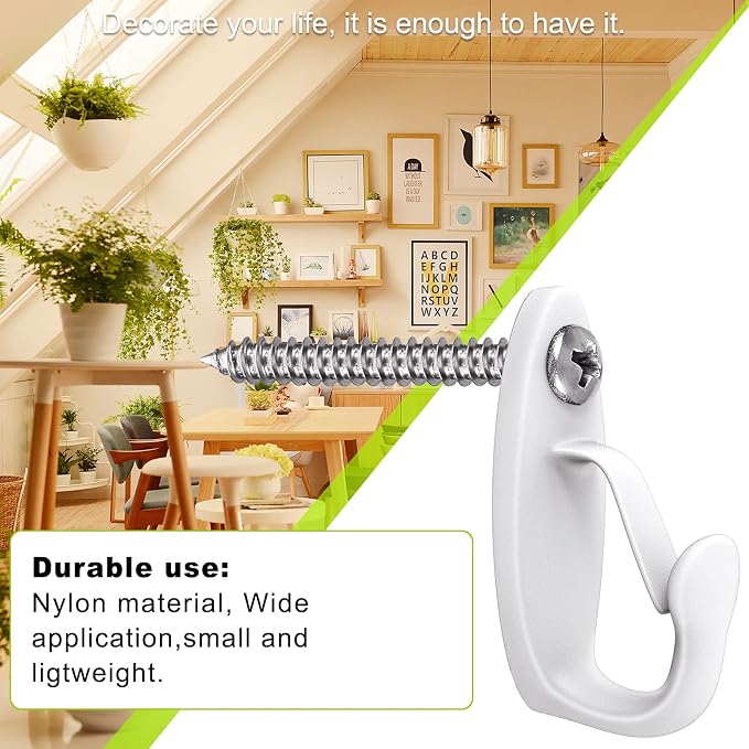 SELEWARE 30PCS Screw in Hooks for Hanging Outdoor String Lights, Windproof - Image 7