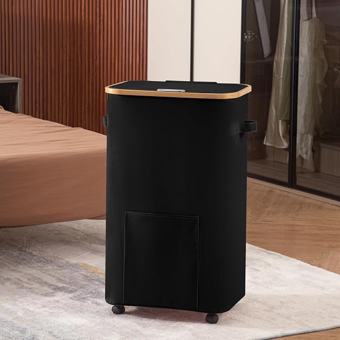 Laundry Basket with Wheels, Tall Dirty Clothes Hamper on Wheels, Rolling - Image 7
