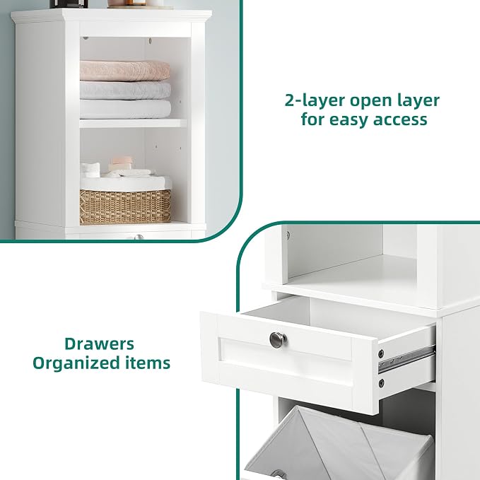 YITAHOME 53" Tall Tilt-Out Laundry Storage Cabinet, Hidden Hamper - Image 4