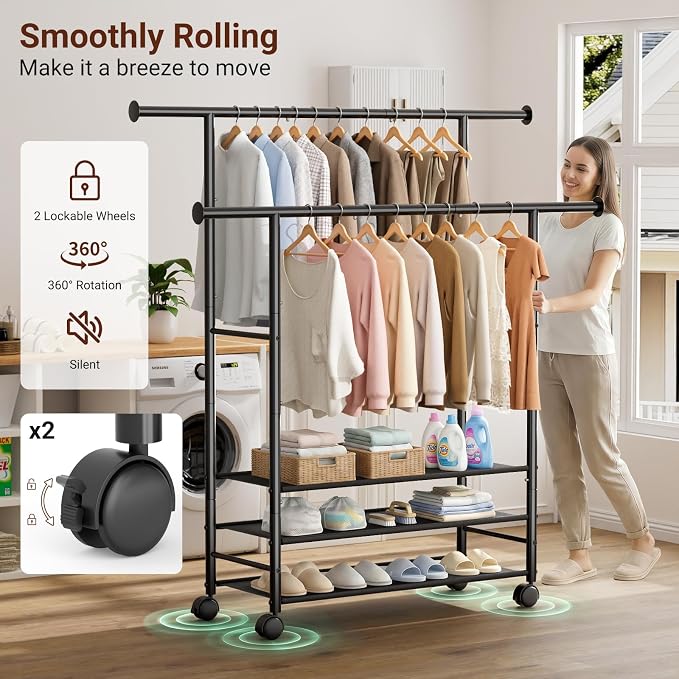 SLEEPING LAMB 44" Double Rods Clothes Rack - Image 5