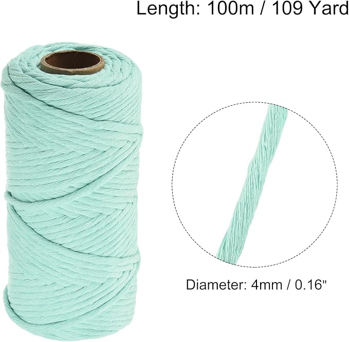 MECCANIXITY Cotton Rope Twisted Braided Twisted Single Strand Cord, Light Blue - Image 2