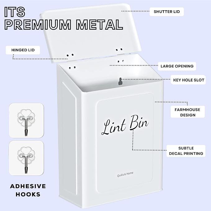 Metal Magnetic Lint Bin With Lid - Image 3