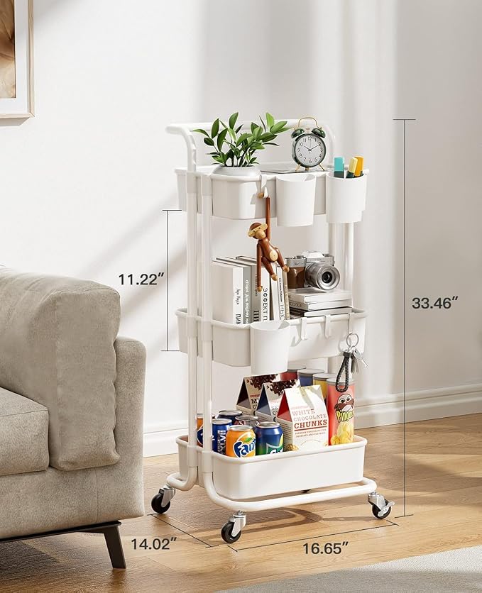 Pipishell 3 Tier Rolling Cart - Image 3