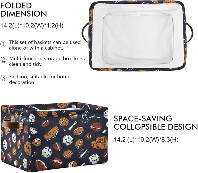 Nander Sports Balls and Gloves Storage Basket 2PCS, Foldable Storage Bin - Image 2