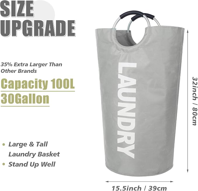 Twira 100L Large Laundry Basket, Laundry Hamper Stands Up Well, Laundry Bag - Image 2