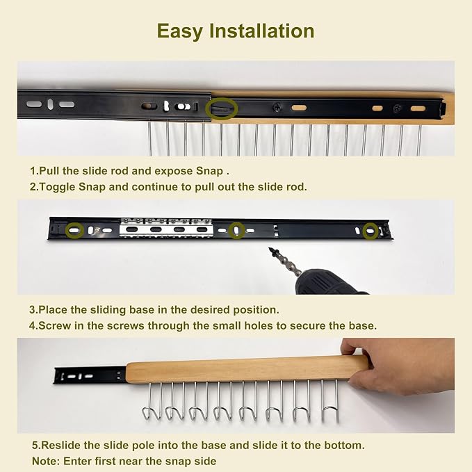 2 Pack 16 in Valet Rods for Closet, Pull Out Closet Rod - Image 6