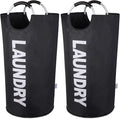 Laundry Basket 2 Pack Collapsible, Freestanding Clothes Hamper Bag by SweetMemoLiving