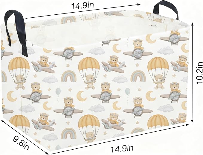 Sanjiaofeng Rectangular Kids Basket Bear Storage Bins, Cute Storage Basket - Image 2