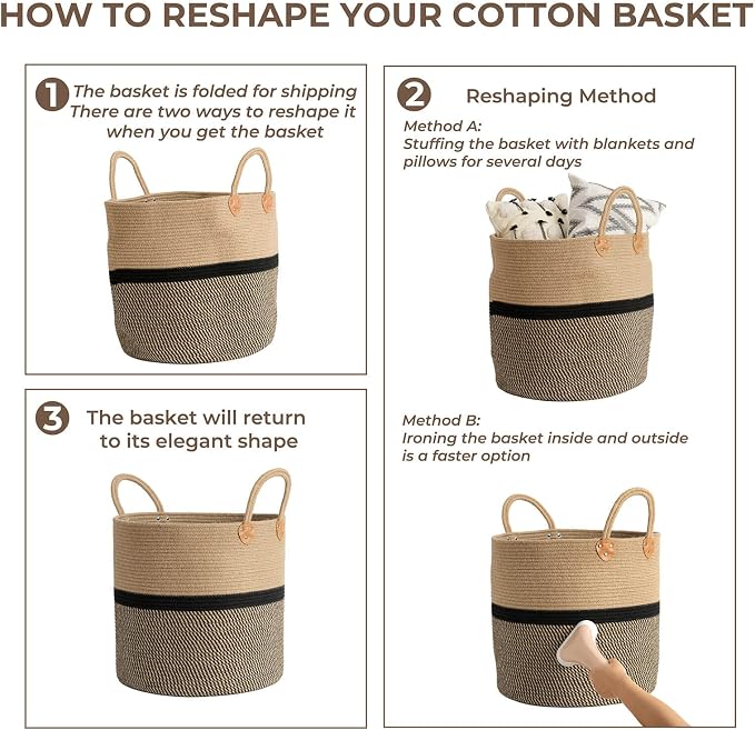 CHICVITA Extra Large Jute Woven Storage Basket - Image 8