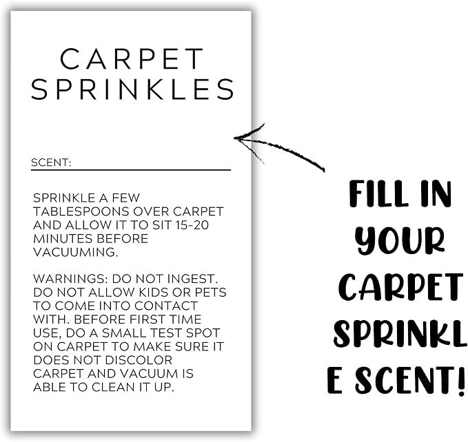 Carpet Sprinkle Freshener Instruction Stickers | 250 pc per Roll 2x3.5” - Image 5