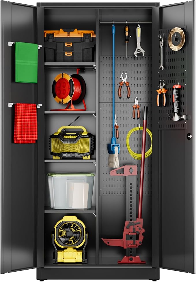 61.61" H Metal Broom Closet Storage Cabinets by winbingon