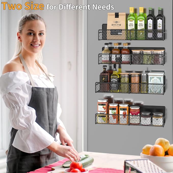 Magnetic Spice Rack for Refrigerator, 4 Pack 100% Metal Strong Magnet Fridge - Image 4