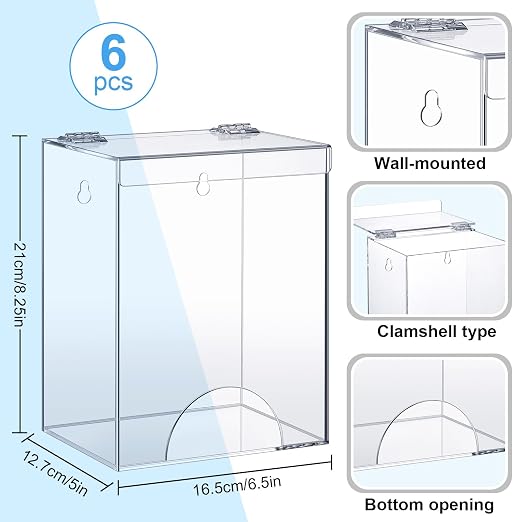 Kathfly 6 Pcs Acrylic Hairnet Dispenser, Wall Mount Acrylic Storage - Image 2
