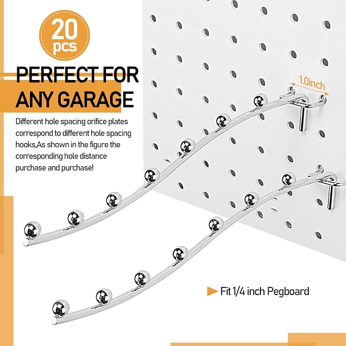 20 Pcs Peg Board Waterfall Hook Shelving Hooks Metal 7 Station Pegboard Display - Image 4