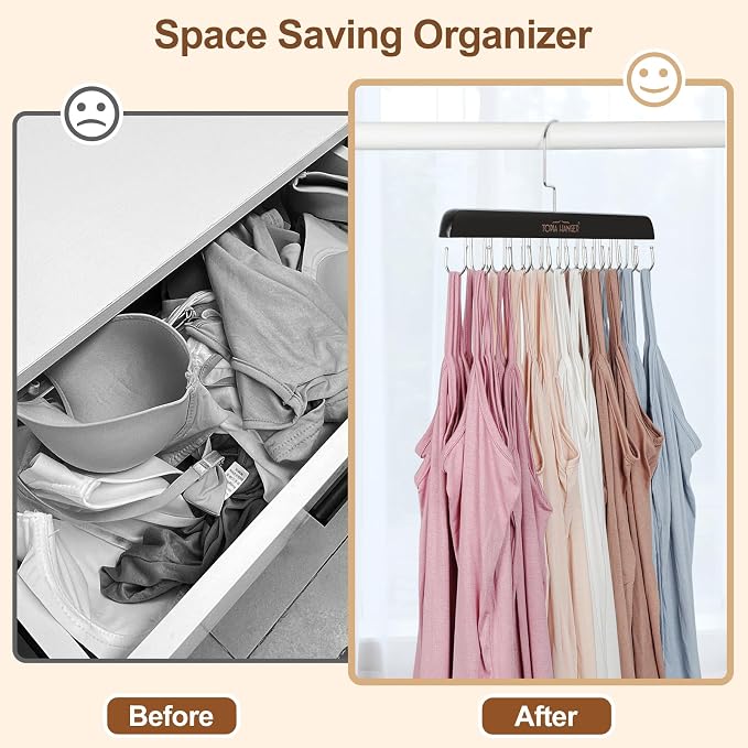 TOPIA HANGER Bra Hanger for Closet, Tank Top Hangers 20 Hooks Capacity Foldable - Image 3