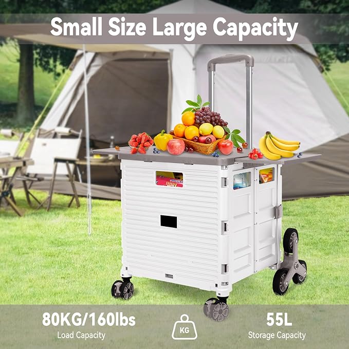 Foldable Utility Cart with Stair Climbing Wheels, Collapsible Rolling Crate - Image 4