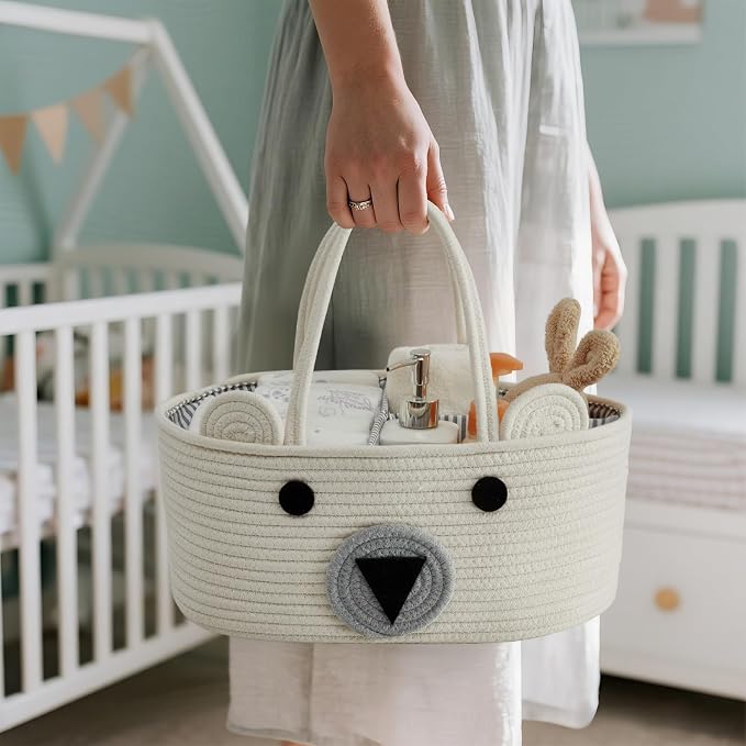DECOMOMO Teddy Bear Basket, Diaper Caddy Basket, Baby Baskets - Image 4