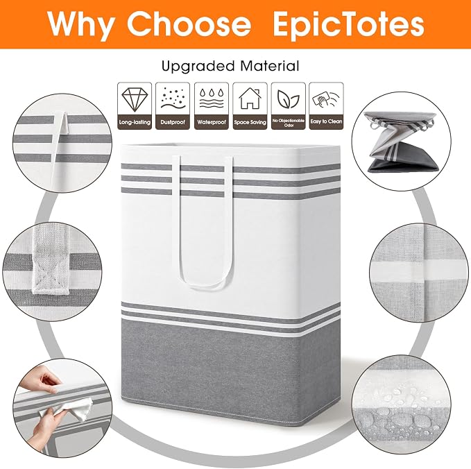 4 Pack Large Laundry Baskets, Laundry Hampers, Freestanding Waterproof - Image 4
