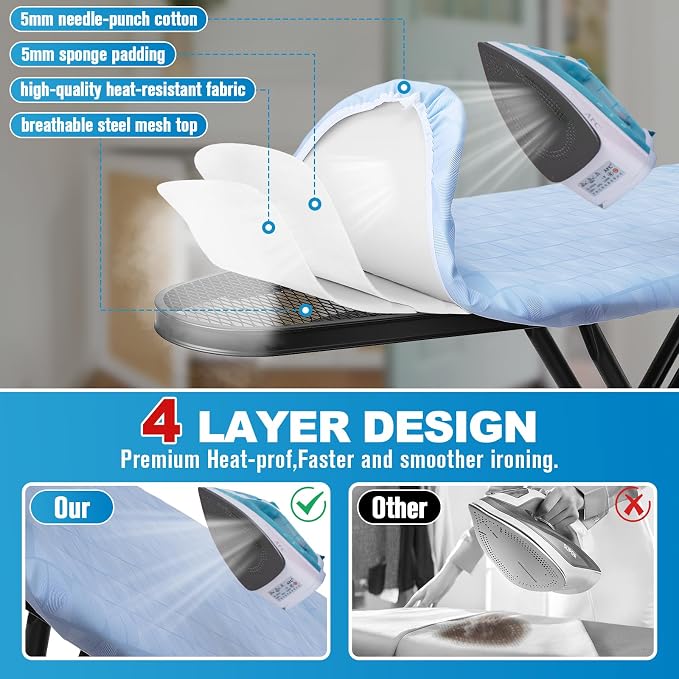 Ironing Board with Silicon Iron Mat Heavy Metal Frame Legs Iron Stand - Image 3
