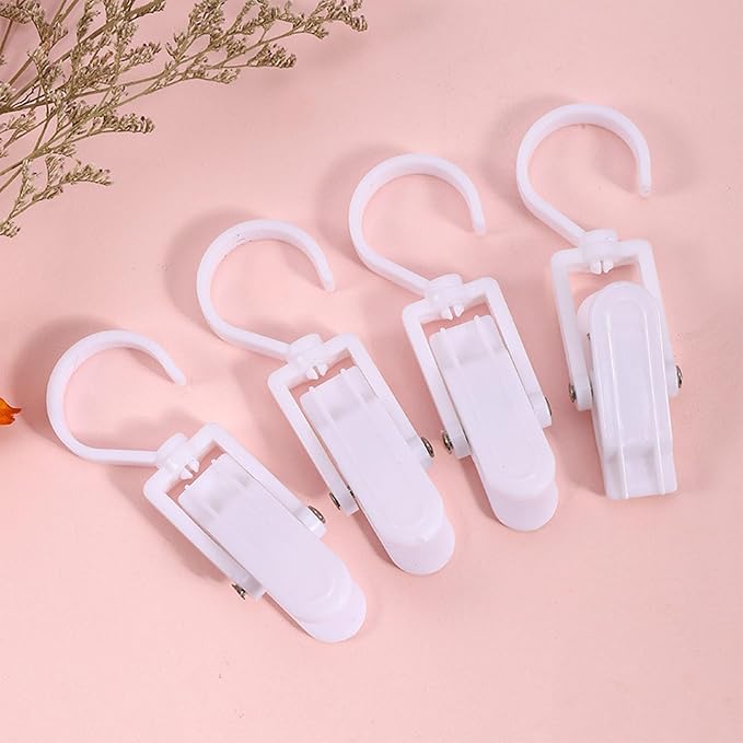 10pcs Clothes Pins Clips with Hook, Rotatable Strong Load Bearing Clothes Line - Image 3