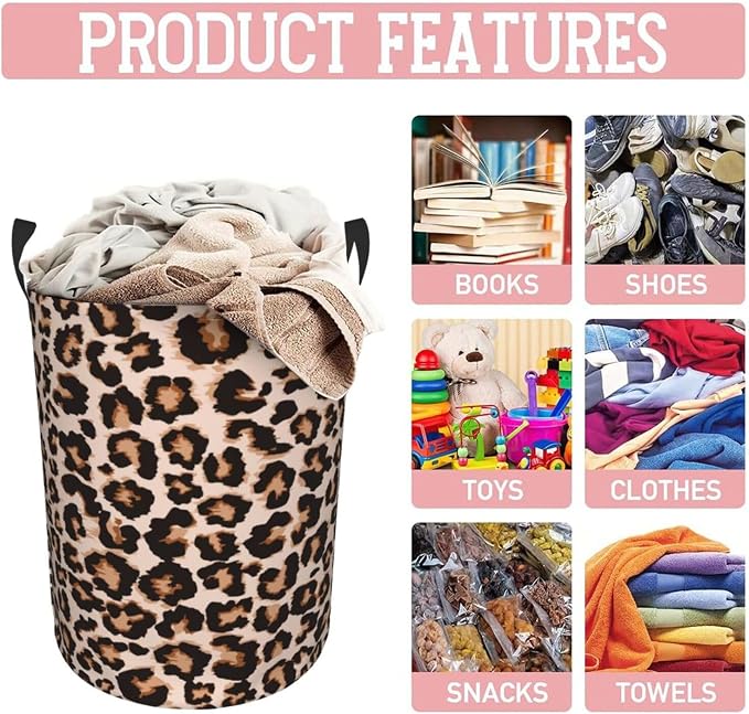 Cheetah Leopard Print Animal Skin Laundry Hamper Bag - Image 8
