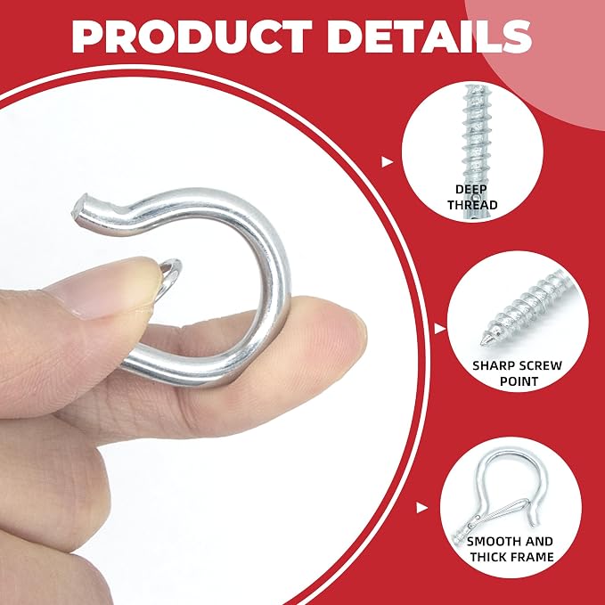 20 Sets Q-Hanger Hooks with Safety Buckle, Windproof Screw -in Hooks - Image 4