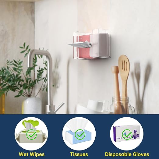 NiHome Clear Acrylic Wall Mount Glove Box Holder Tissue Box Dispenser - Image 5