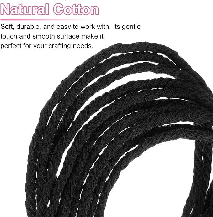 HARFINGTON Natural Macrame Cord 3mm x 328 Yards 4 Strand Twisted Cotton Macrame - Image 4