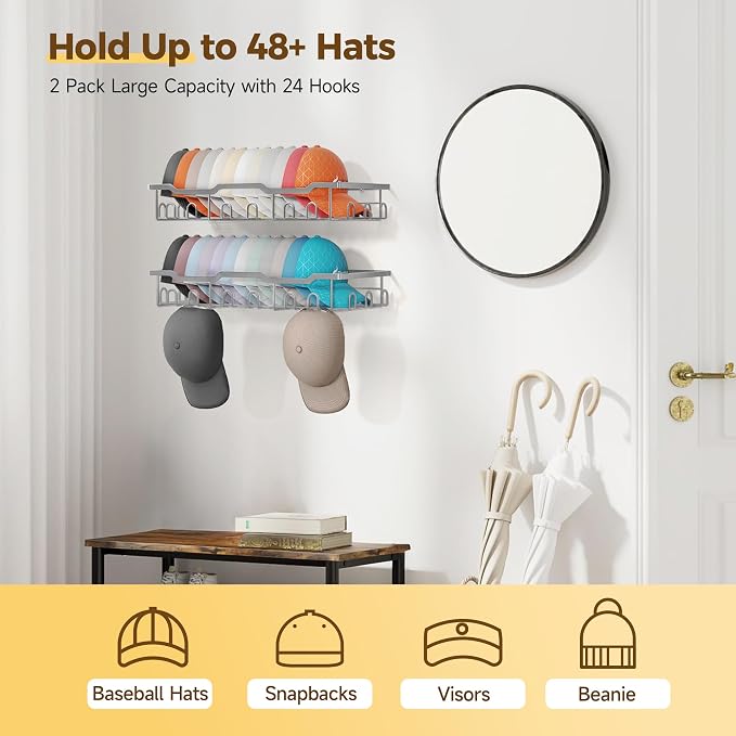 Nicetree Hat Racks for Baseball Caps Wall - Image 2