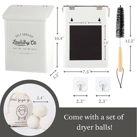 Magnetic Lint Bin for Laundry Room, Metal Trash Can - Image 2