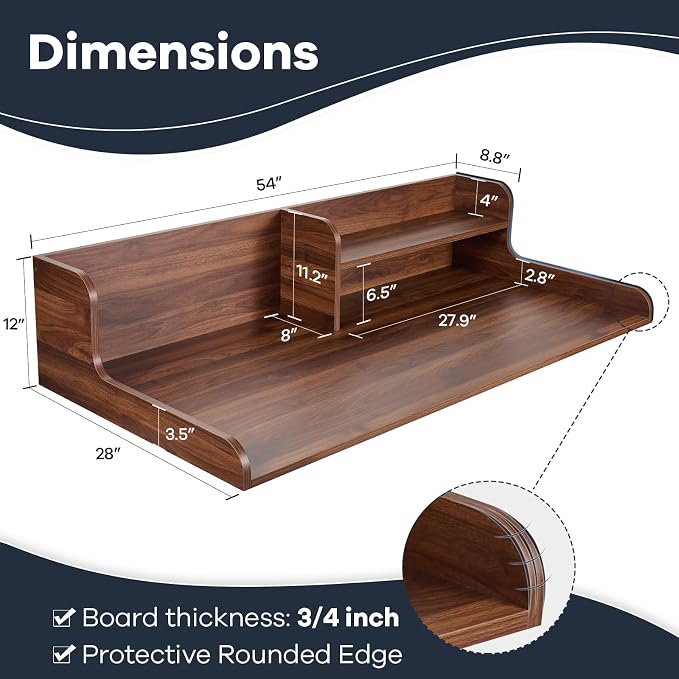 Kaboon Washer Dryer Countertop 2 Tier 54 inches Wide, Laundry Shelf Topper - Image 3