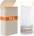 Laundry Basket with Lid, 75L Slim Laundry Hamper with Removable Bag, Travel by JOLLYIN