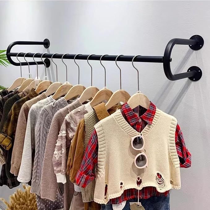Wall-Mounted Garment Rack, Boutique Clothing Stores Display Closet Rod - Image 3