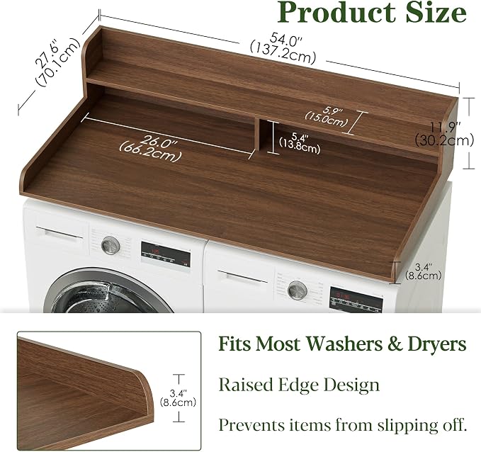 2-Tier Washer Dryer Countertop, Laundry Room Organization and Storage, 27.6" x - Image 2