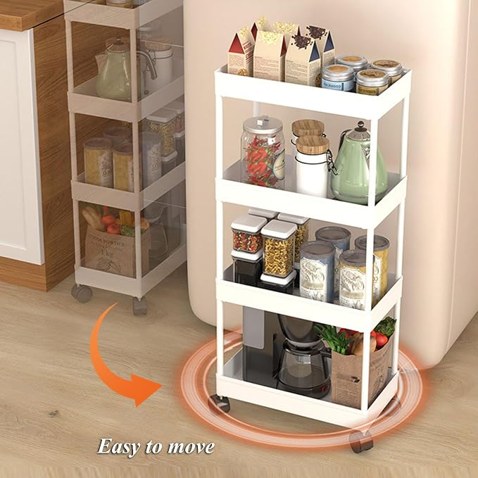 Slim Storage Cart, Bathroom Organizer Kitchen Organization Mobile Shelving Unit - Image 4