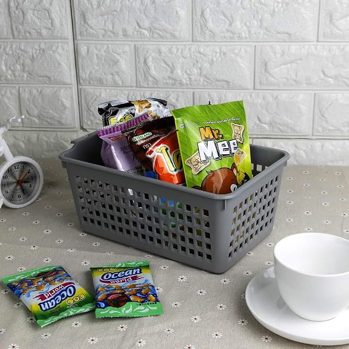 Plastic Storage Baskets Set, 4 Packs Small Desktop Storage Basket Bin - Image 4