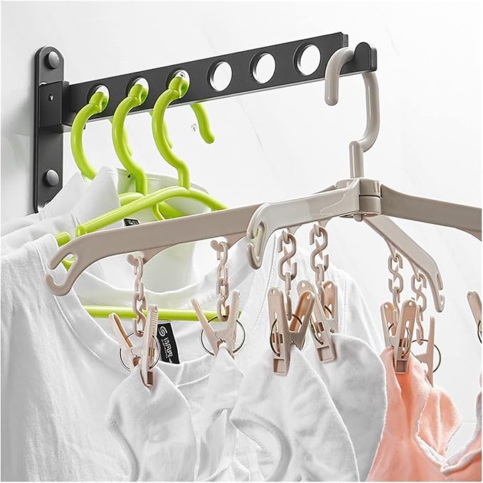 Black Folding Clothes Hanger Foldable Wall Clothes Drying Racks Hangers Drying - Image 4