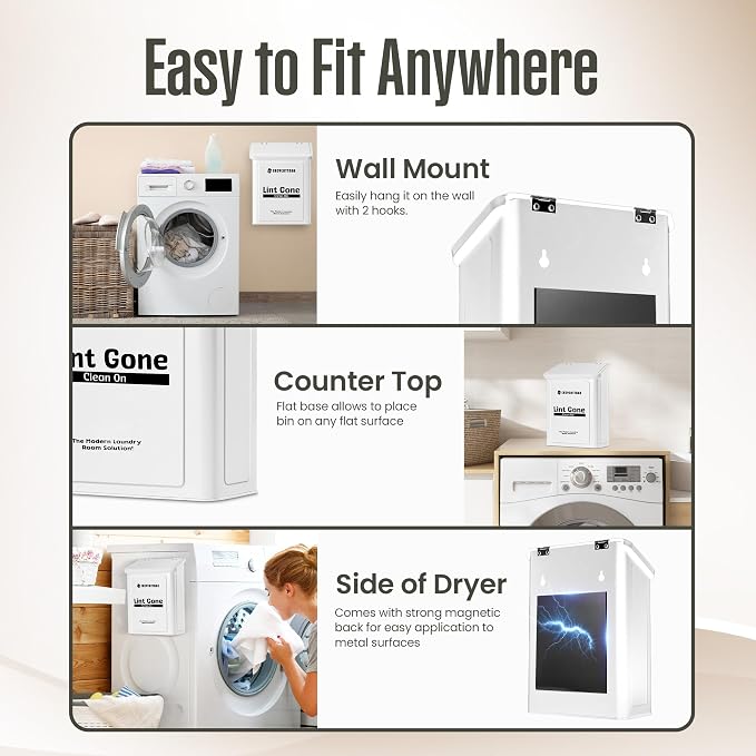 COZYCOTTAGE Magnetic Lint Bin for Laundry Room - Image 3